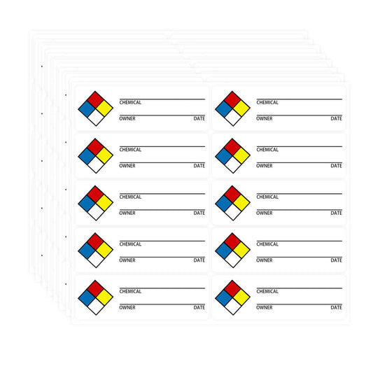MSDS Stickers for Safety Data Right-to-Know Labels, 13 Inches Adhesive Color Coding Labels with Diamond Boxes Graphic for Chemical Identifying and Marking (500 Pcs)
