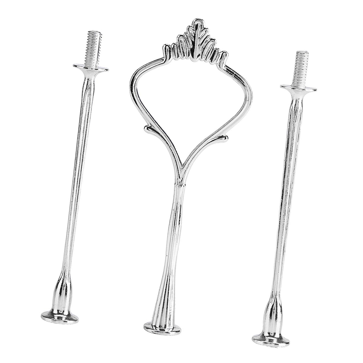 Cake Plate Stand Handle, Zinc Alloy Material, Ice Color, Multi Tiers Cake Tray, Fruit Tray Stand Holder, for Birthday Party, Anniversary or Daily Use (Three-layer small crown silver) Three-layer small crown silver