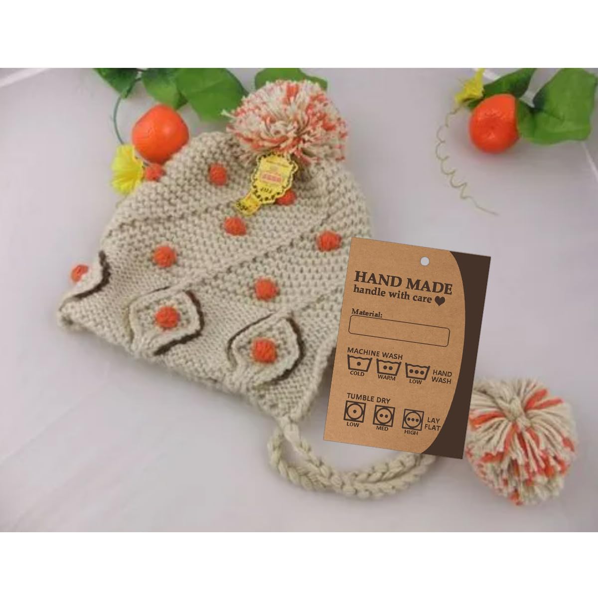 Clothes Washing Instructions Hang Tag Material Care Cards,2x3 Inch Handmade Care Instruction Tags,50 Pcs
