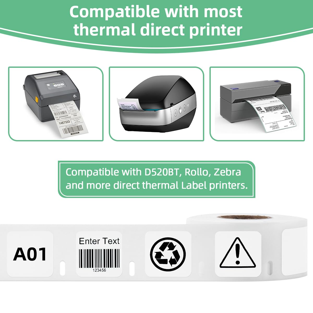 10 Rolls 30332 (1" x 1") Square Labels Compatible with DYMO Labelwriter 450 1" x 1" 10