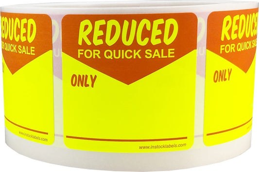 Reduced for Quick Sale Labels for Retail 2 x 2 Inch Square 500 Adhesive Stickers