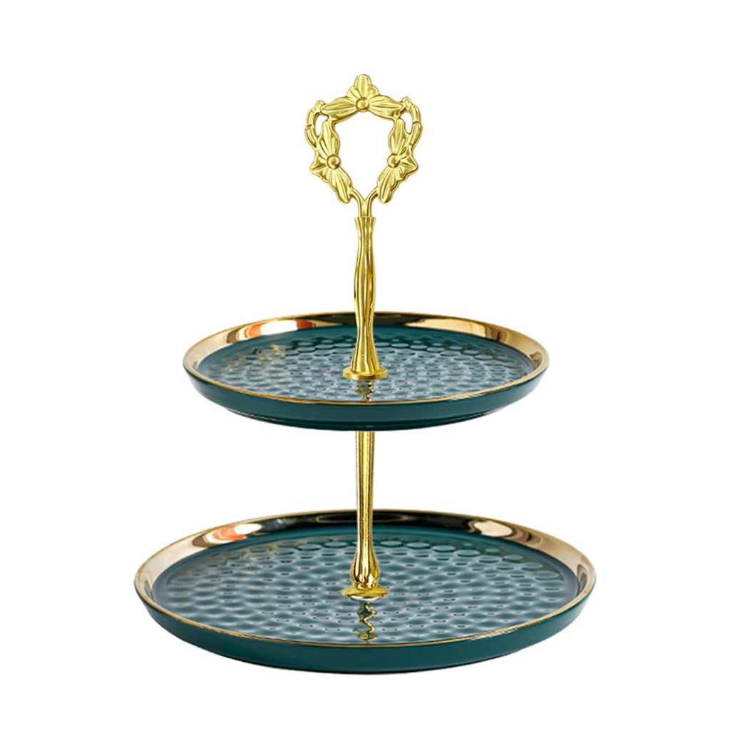8 Sets 13.5’’ 3-Tier Cake Tray Stand Handle, Multi-Tier Metal Dessert Fruit Center Rod Heavy Duty Hardware Holder for Wedding Party Birthday Cupcake Platter Stand Fittings - Gold Flowers