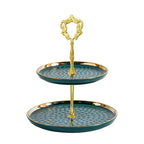 8 Sets 13.5’’ 3-Tier Cake Tray Stand Handle, Multi-Tier Metal Dessert Fruit Center Rod Heavy Duty Hardware Holder for Wedding Party Birthday Cupcake Platter Stand Fittings - Gold Flowers