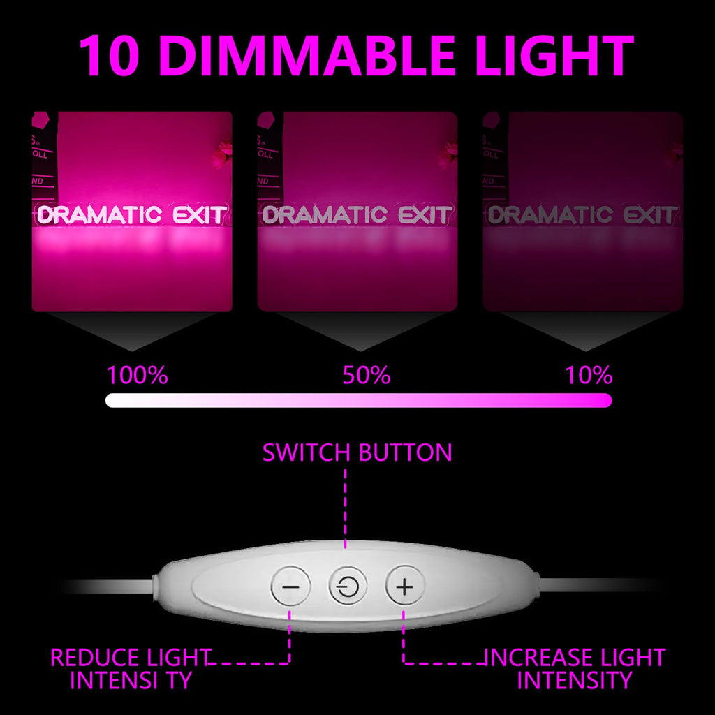 Dramatic Exit Neon Sign for Wall Decor Dimmable Led Theater Room Decor Dramatic Exit Neon Light for Classroom Light Up Signs for Studio, Cinema, Game Room Pink-Dramatic