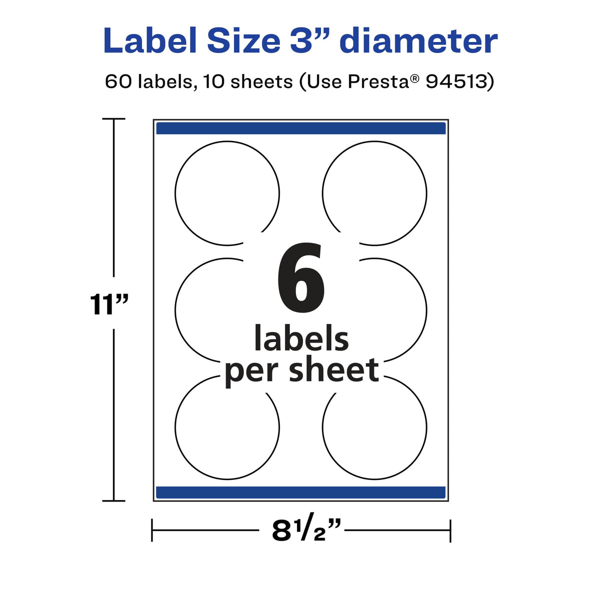 Avery® Matte Clear Round Labels, Sure Feed® Technology, 3" Diameter, 60 Matte Clear Labels, Print-to-The-Edge, Laser/Inkjet Printable 60 labels