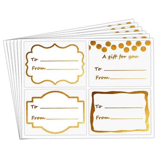 Name Tag Gold Foil Holiday Present Stickers to and from Labels for Christmas Party Wedding Birthday Valentines's Day Present Supplies,3x2 inches,80 Pcs Per Pack