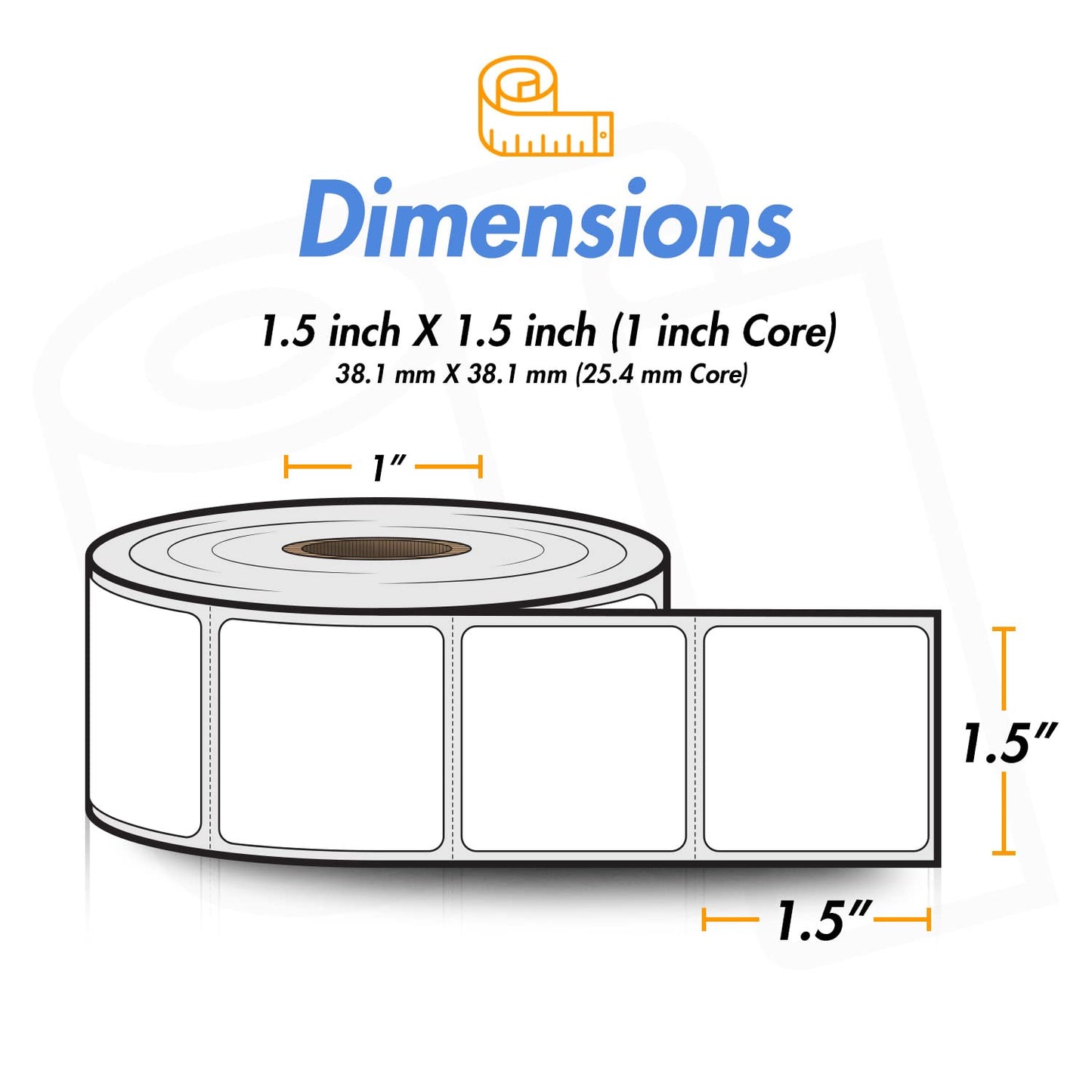 (4 Rolls, 900/Roll) 1.5” x 1.5” Direct Thermal Labels - 1” Core, Compatible with Rollo Label Printer & Zebra Desktop Printers - All Purpose QR Barcode Address - Adhesive Perforated