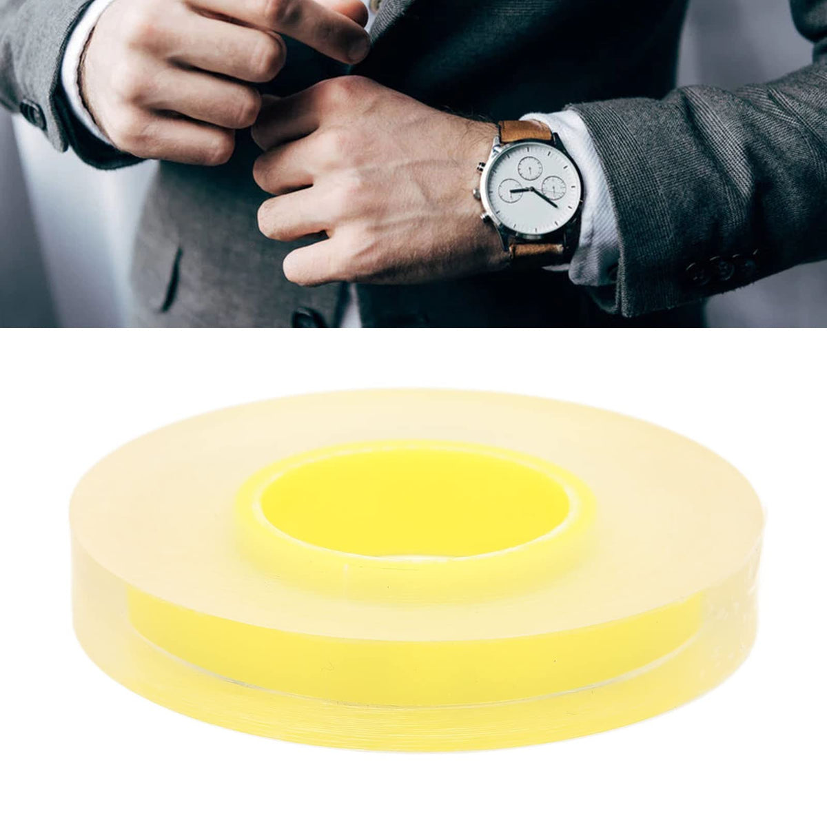 ZJchao Watch Film Tape, 2 Pcs 12mm Width Anti Static Transparent PVC Protective Film Tape for Watch Yellow Watch Film Tape Jewelry Protective Film Watch Scratch Dust Watch Repair Tool