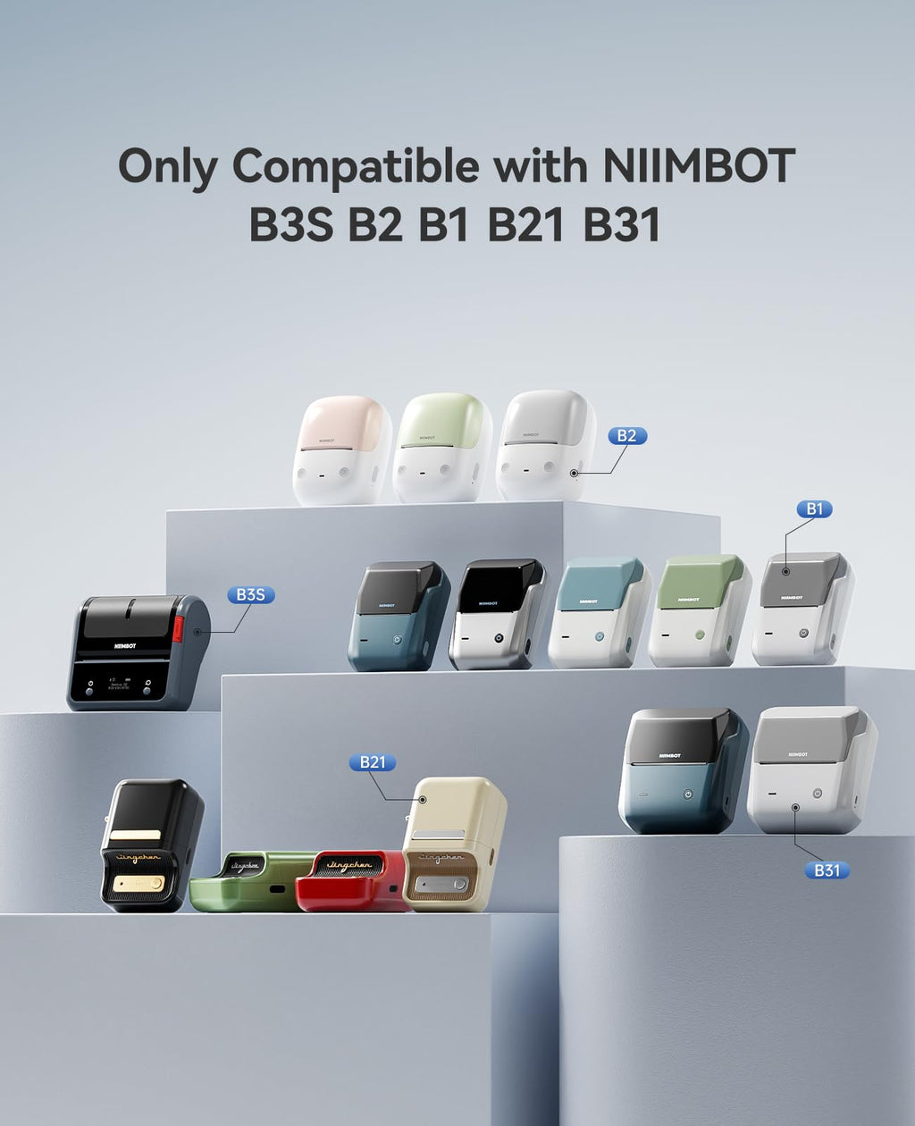 NIIMBOT 3 Roll Set Labels, 2" X 2" (50x50mm) Round Waterproof Thermal Label 2" X 2"-Round-White
