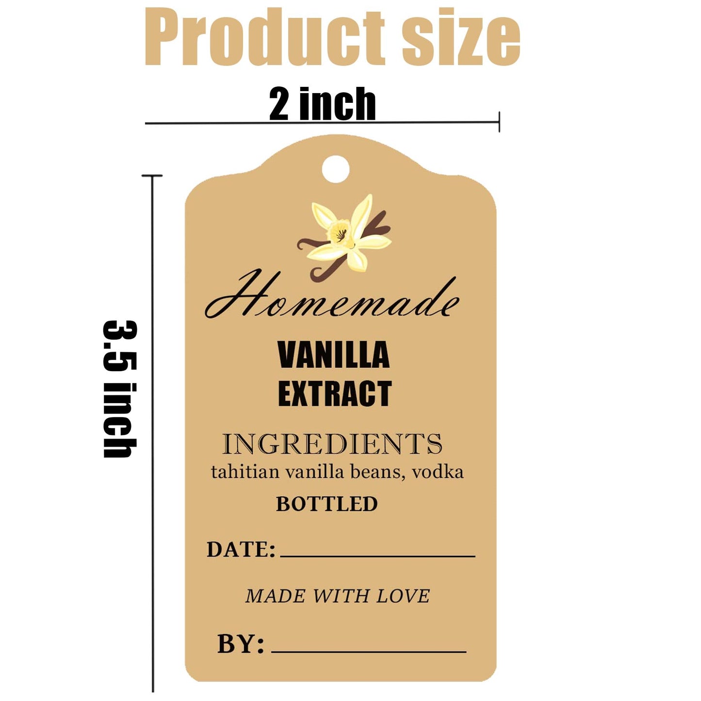 Vanilla Extract Labels with Instructions Homemade Vanilla Tag Card for Handcrafted Vanilla Bottles,Christmas,Kitchen Pantry,Jar,Organization 50 Set