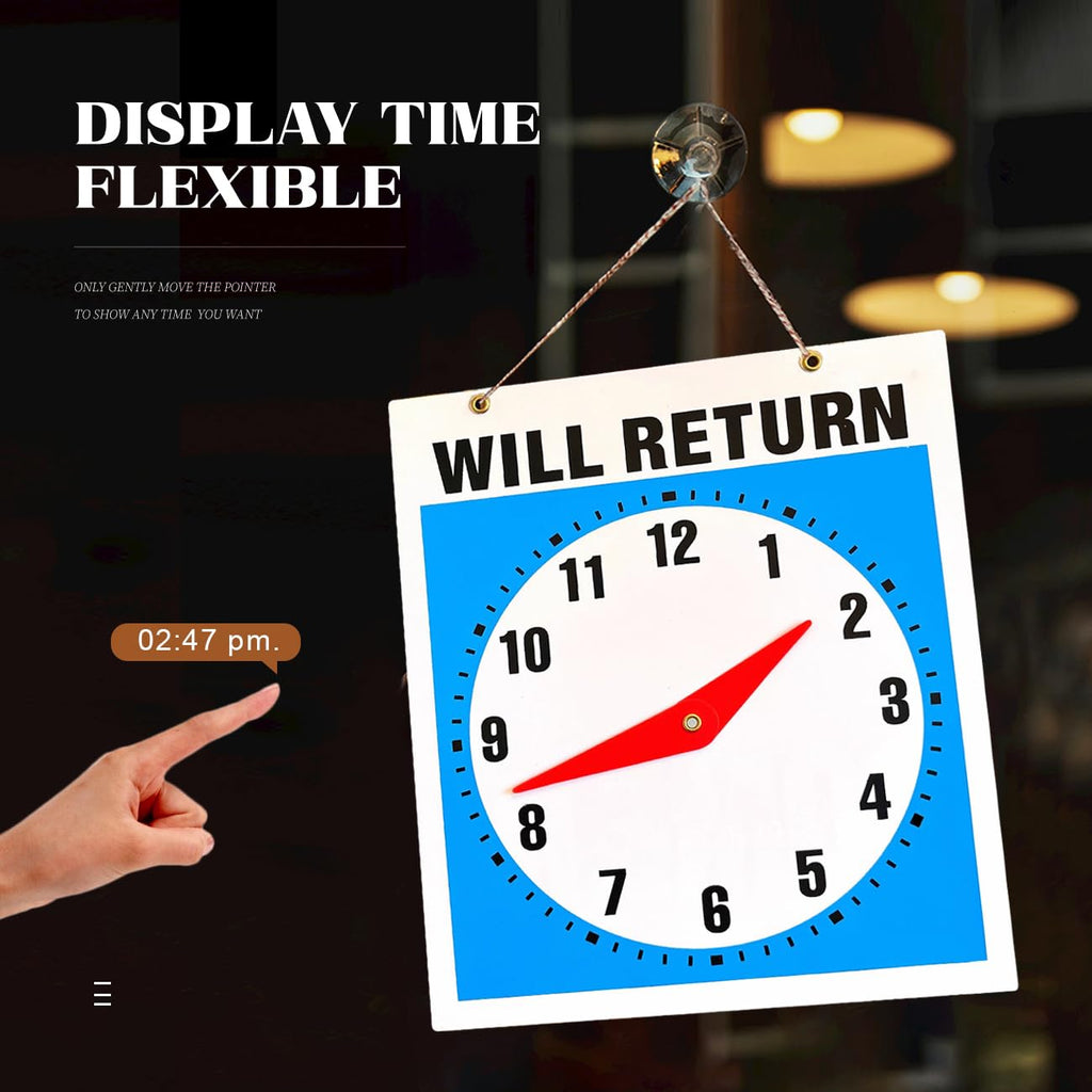 Out to Lunch Signs for Office Door, Will Return Clock Sign