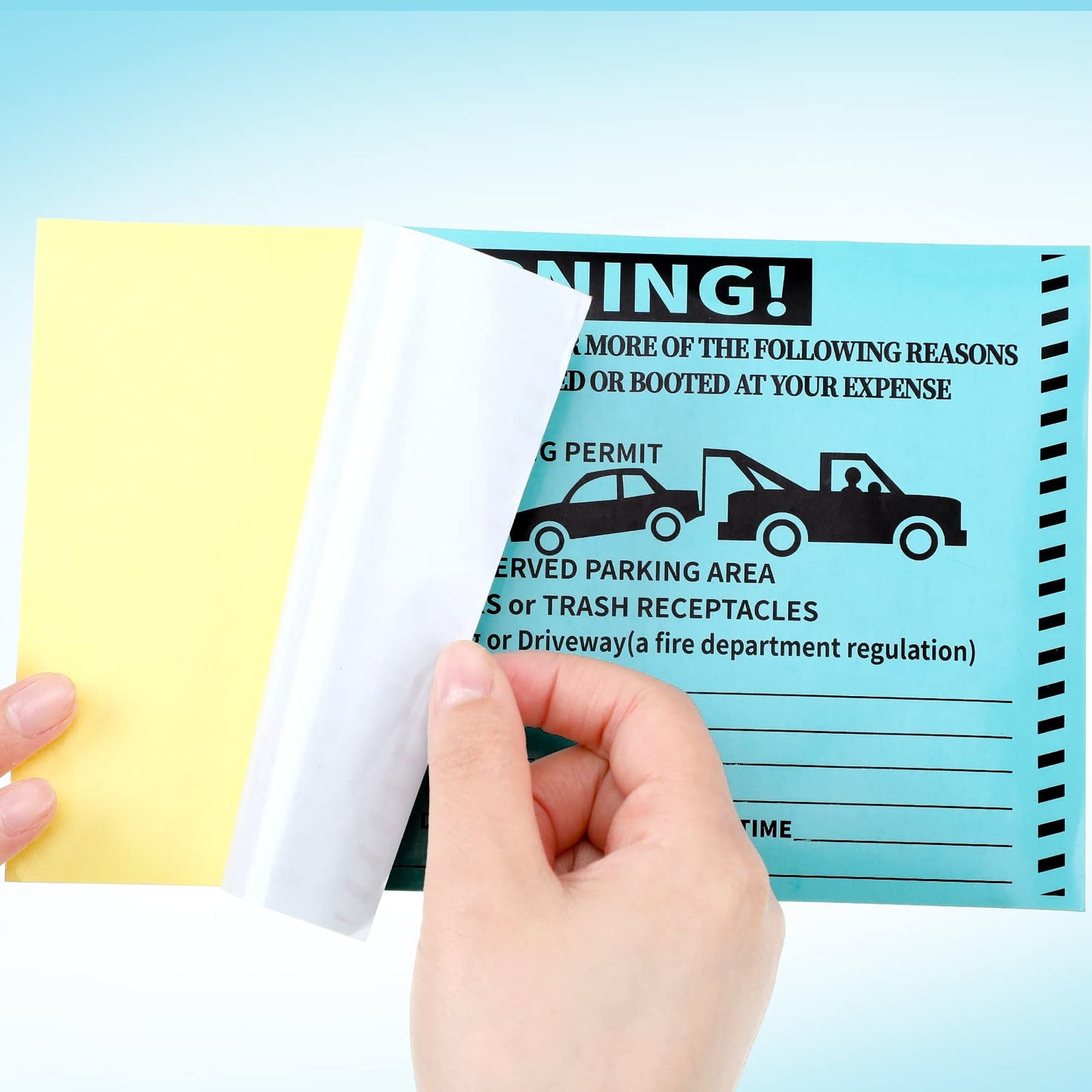 Crtiin 200 Pcs Adhesive Parking Violation Stickers Illegally No Parking Stickers Handicap Tickets Hard to Remove Towing Sign Notice Towing Tag Fluorescent Labels for Car Vehicle Truck(Blue) Blue