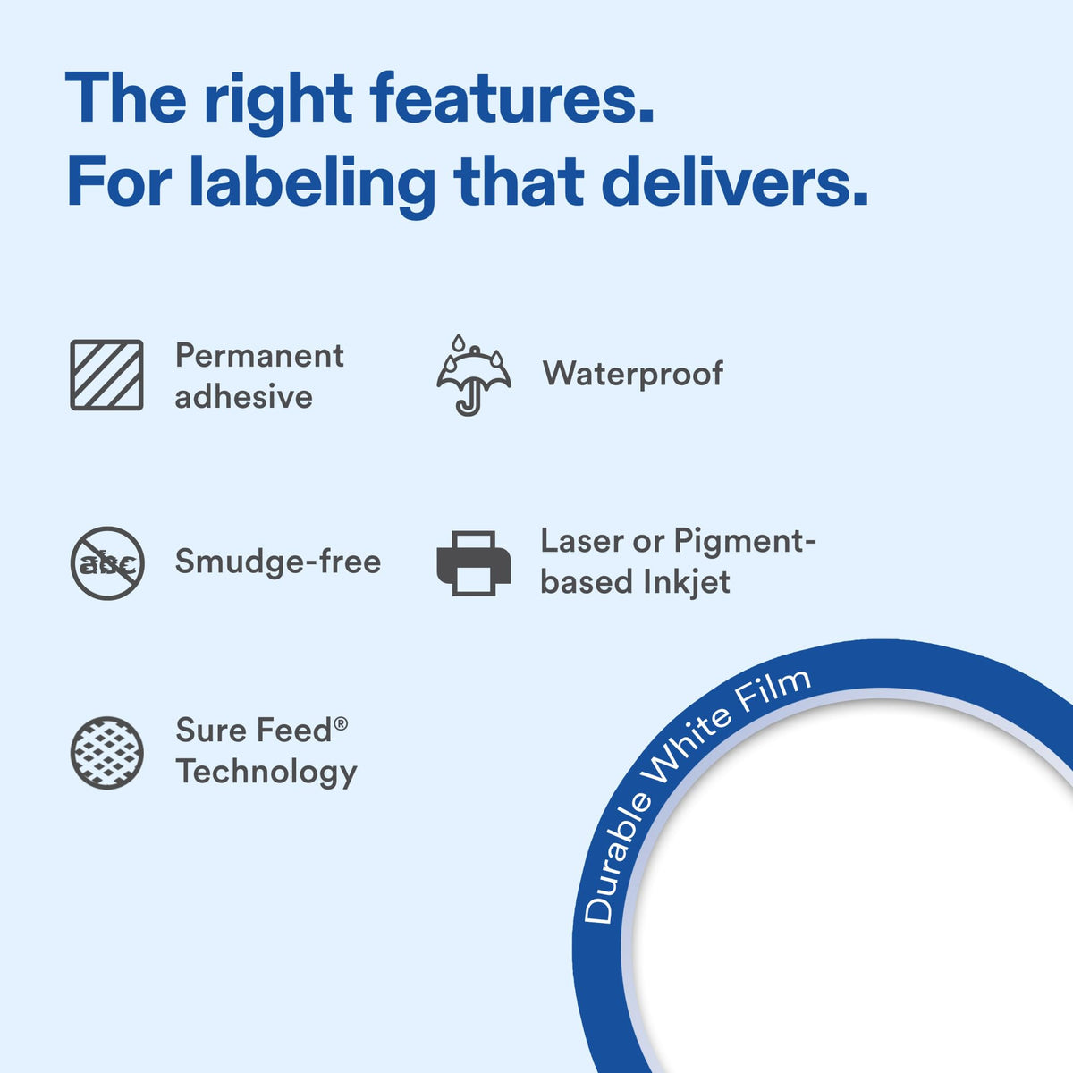 Avery® Durable White Rectangle Waterproof Labels, 1" x 1.5", Laser/Pigment-Based Inkjet Printer Compatible, 500 Printable Labels Total, Great for Branding, Packaging, and More 500 labels