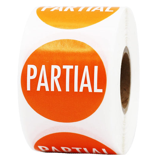 Partial Labels Orange with White 1.5 Inch Round Circle Dots 500 Adhesive Stickers On A Roll