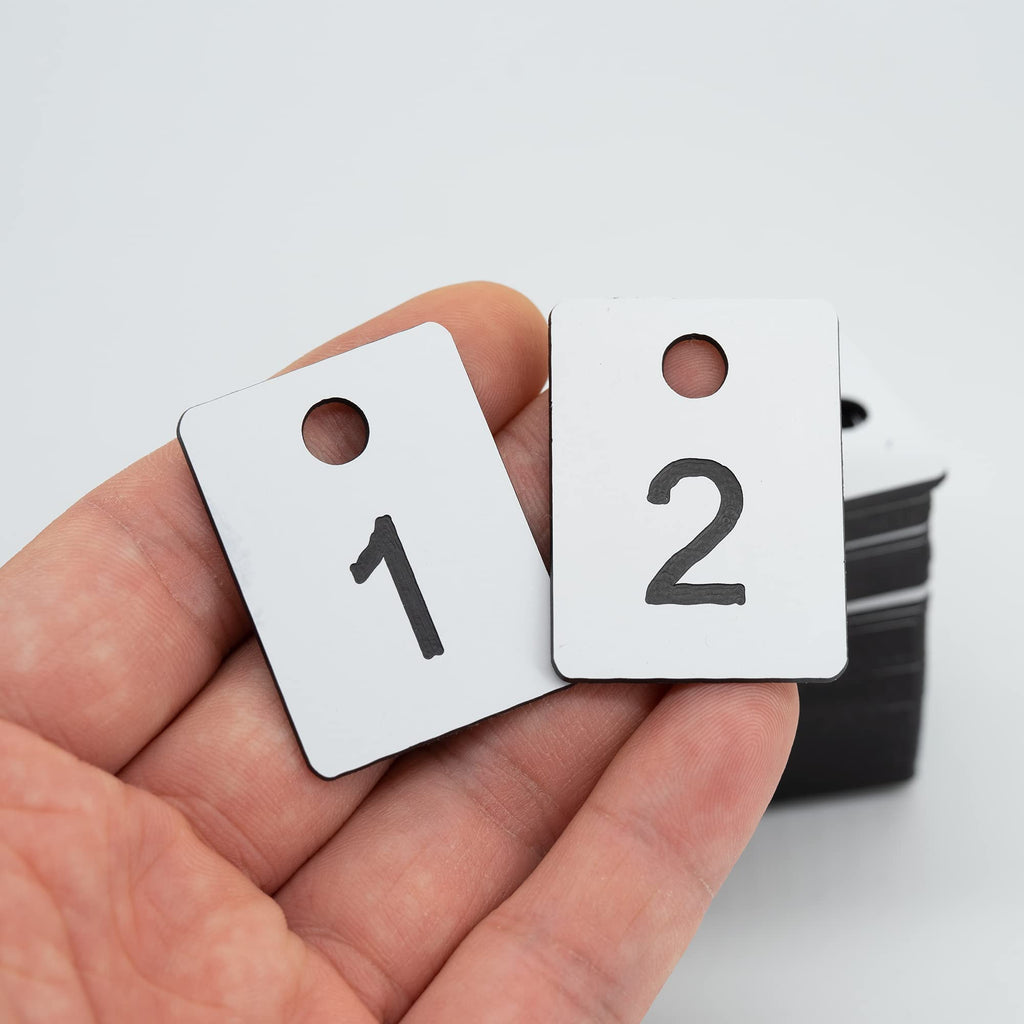 Plastic Numbered Tags Rectangle Key Number Tags Number Disc with Hole (1-100, White) 1-100