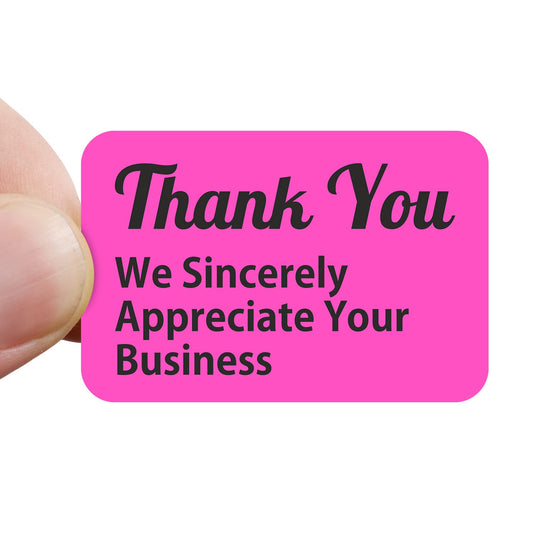 SmartSign Pack of 500 Thank You We Sincerely Appreciate Your Business Labels in Dispenser Box | 1" x 1.5" Fluorescent Paper Stickers, Made in USA