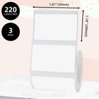 3 Rolls 1.97"x1.18" (50x30mm) Label Paper for B3S/P50/M120/M110/M200/M220, Thermal Label Sticker Multi-Purpose Square Self-Adhesive Labels, 220 Labels/Roll, White 50x30mm-White
