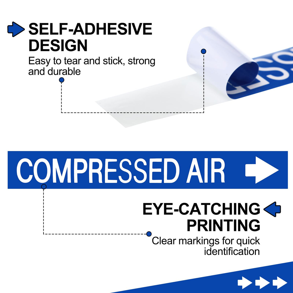 1 Roll Compressed Air Pipe Labels, Economy Pipe Markers 1