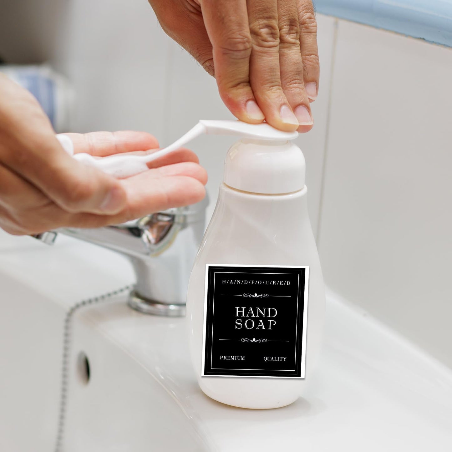 Waterproof Labels for Bottles, 30Pcs Removable Bathroom Organization Stickers for Hand/Dish Soap Shampoo Conditioner Body/Face Wash, Toiletry Labels for Plastic/Glass Bottles