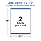 Avery® Matte White Removable Rectangle Labels, Sure Feed® Technology, 5" x 8-1/8", 200 Removable Labels, Laser/Inkjet Printable 200 labels