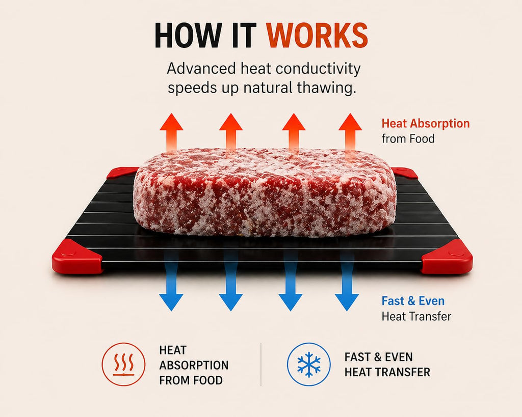 Fast Defrosting Tray for Frozen Food | Natural Thawing Plate | No Electricity Required | High-Conductivity Aluminum | Ideal for Meat, Fish & Poultry