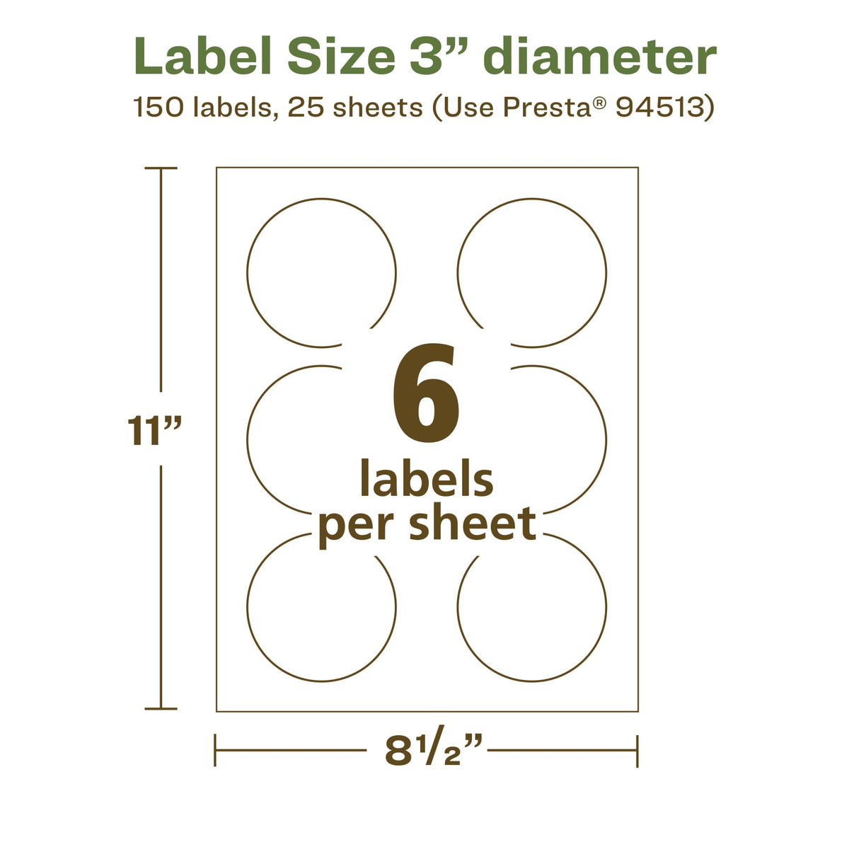 Avery EcoFriendly Matte White Recycled Round Labels, 3" Diameter, Print-to-The-Edge, Matte White Labels, Permanent Adhesive, Laser/Inkjet Printable, 150 Total Recycled Matte White Paper 150 labels