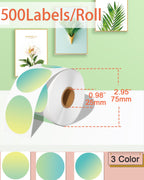 2 inch Round Thermal Labels, Thermal Printer Labels Sticker use for Barcode, Shipping, Customized, Circle Direct Thermal Stickers 500 PCS/1 Roll, Gradient Green Magic Forest 2''×2''(Round)