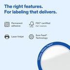 Avery Glossy White Rectangle Labels, 2.5" x 4", Sure Feed Technology, Laser/Inkjet Printer Compatible, 80 Printable Labels Total, Great for Branding, Packaging, and More 80 labels
