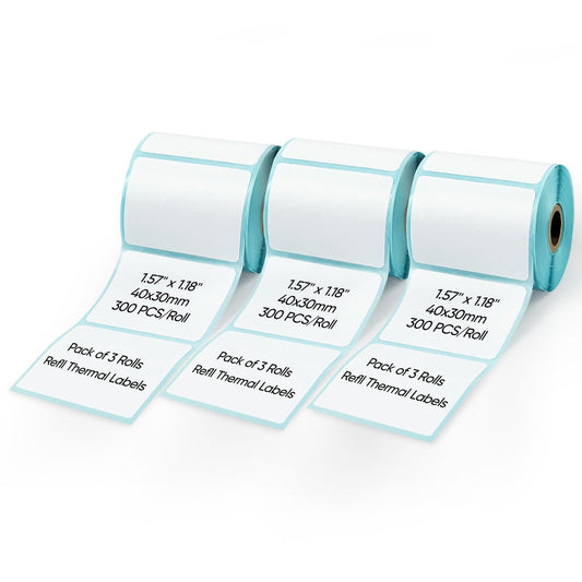 FYJ Thermal Printer Labels,1.57'' x 1.18'' (40x30mm) Thermal Sticker Label,Waterproof,Multi-Purpose Label Tape,3 Roll of 300 Self-Adhesive Thermal Paper