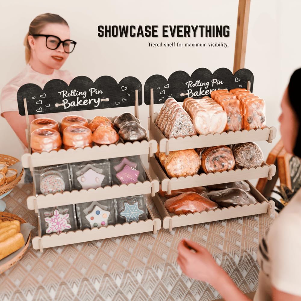 HOTCAN Cookie Display with Acrylic Front & Wooden Cookie Display