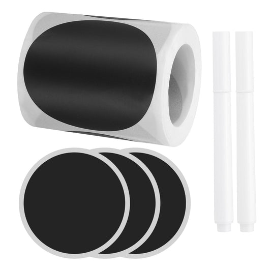 PATIKIL Chalkboard Labels, 120 Pcs Erasable Reusable Blackboard Stickers with 2 Liquid Chalk Pen, Waterproof Pantry Labels for Containers, Jars, Storage Bins (Round)
