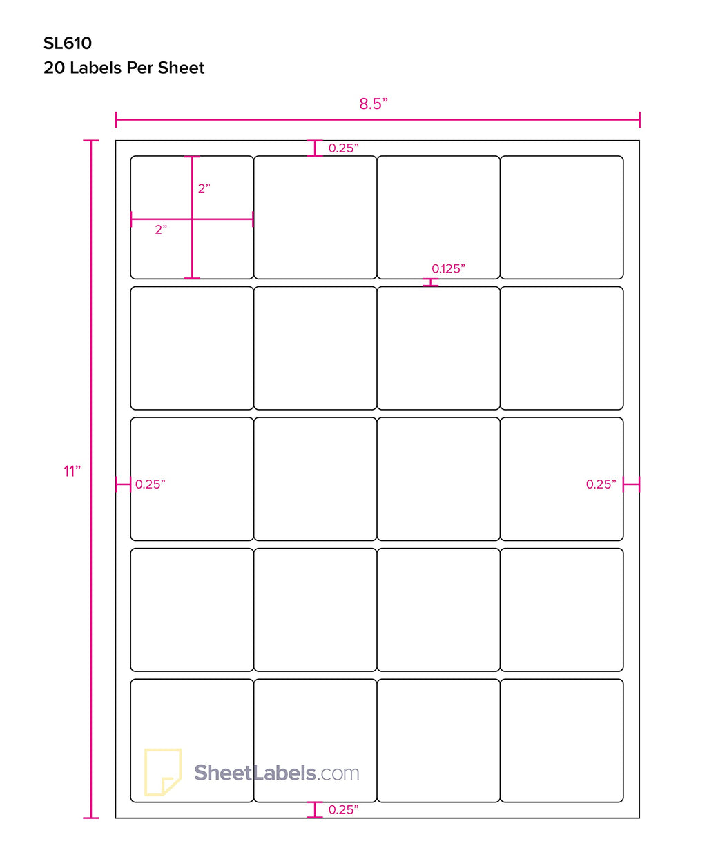 2" x 2" Labels from SheetLabels.com, Laser or Inkjet Printable, Easy to Peel, 2000 Labels