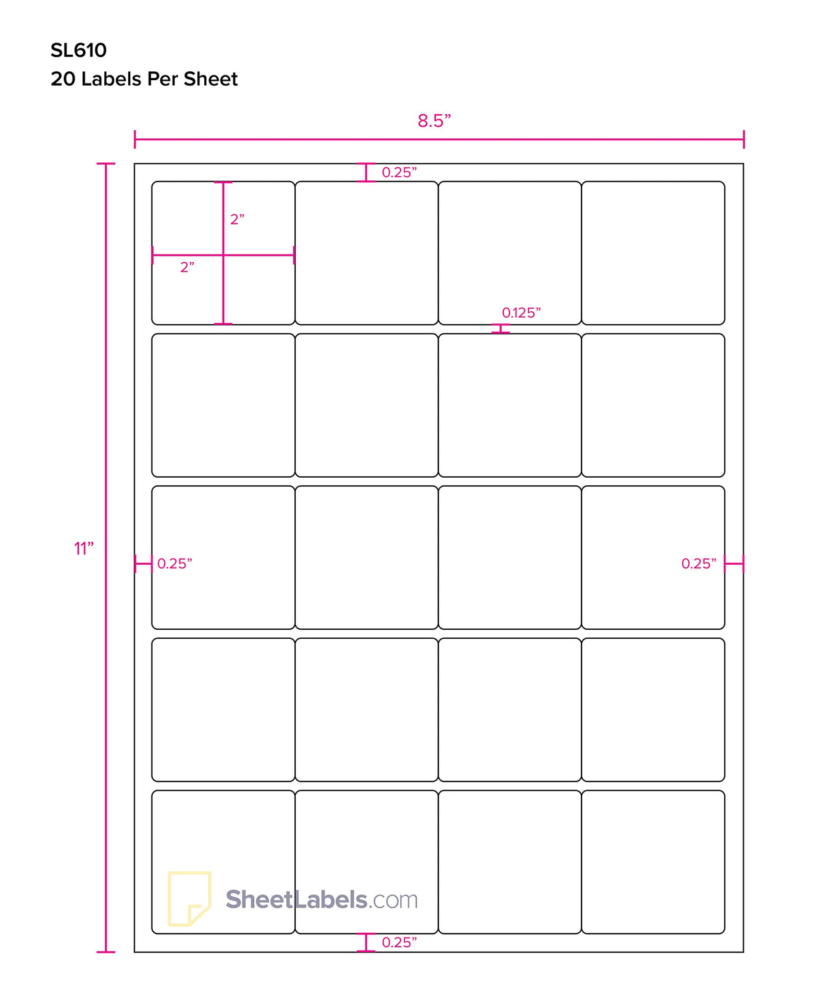 2" x 2" Labels from SheetLabels.com, Laser or Inkjet Printable, Easy to Peel, 2000 Labels