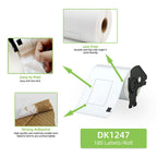 Compatible 4.07" x 6.4" Die-Cut Large Labels Replacement for DK-1247 Shipping Address Compatible with Brother QL-1110NWB Label Printers (12 Rolls + 1 Frame, 180 Labels/Roll) 4.07" x 6.4 - 1247 | 12 Rolls