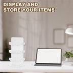 PATIKIL 3 Tier Greeting Card Display Stand, Acrylic Cards Rotating Display Stand Spinning Postcard Rack for Postcard Photo Rack Desk Book Stamp, Clear