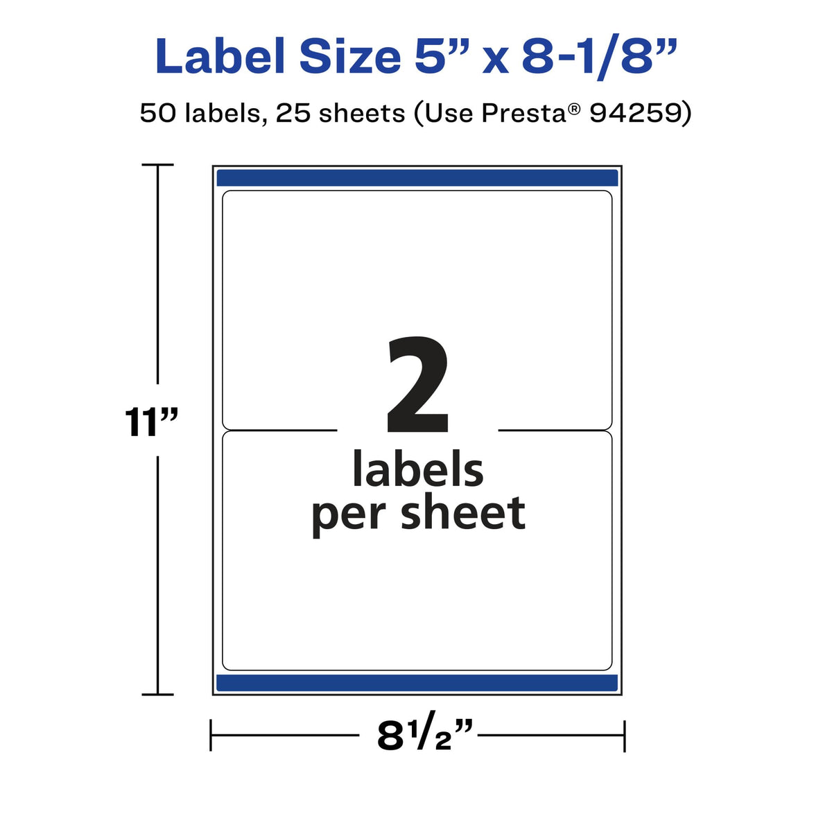 Avery® Matte Clear Rectangle Labels, Sure Feed® Technology, 5" x 8-1/8", 50 Matte Clear Labels, Laser/Inkjet Printable 50 labels