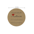 500 2" Homemade with Love Kraft Canning Stickers with Lines, USA Made Homemade With Love With Lines