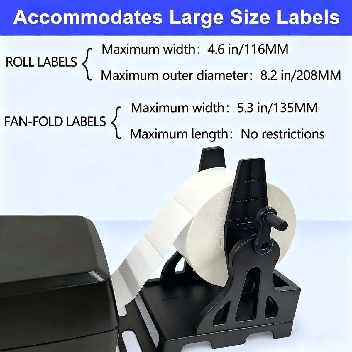 LENVII 2-in-1 Label Roll Holder with Rewinder,for Rolls and Fanfold Labels Label Holder Rewinder