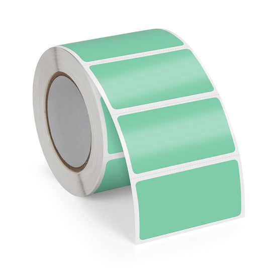 Green Thermal Labels 1 × 2 Inch Vinyl Rectangular Waterproof Direct Printer Sticker Self-Adhesive Perforated Name Tag for Logo DIY QR Design Office Address 500 PCS Green