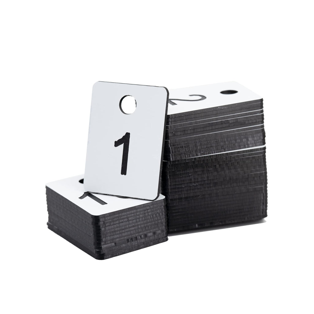 Plastic Numbered Tags Rectangle Key Number Tags Number Disc with Hole (1-100, White) 1-100