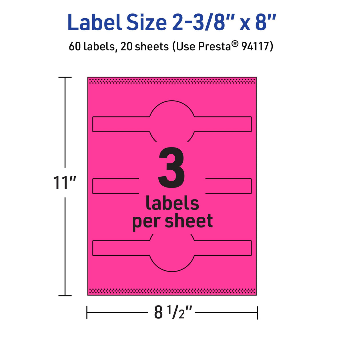 Avery® Printable Wraparound Band Labels, Sure Feed® Technology, 2-3/8" x 8", Neon Magenta Labels, Laser/Inkjet, 60 Total, Great for Soap Labels and Jar Labels 60 labels