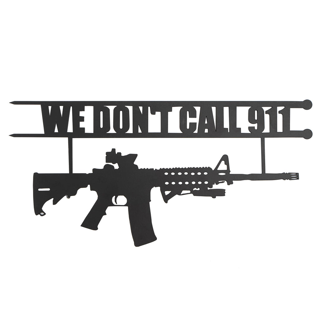 No Trespassing Sign "You're In Range" Metal Wall Tree Hanger Decor – Outdoor Indoor Gun Owners "We Don't Call 911" Monogram Display – Heavy Duty Steel Security Warning – Home Protection – 12.5" Tall We Don't Call 911