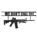 No Trespassing Sign "You're In Range" Metal Wall Tree Hanger Decor – Outdoor Indoor Gun Owners "We Don't Call 911" Monogram Display – Heavy Duty Steel Security Warning – Home Protection – 12.5" Tall We Don't Call 911