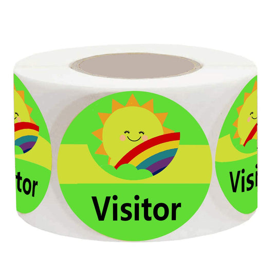 Remarkable Visitor Identification Labels Stickers,1.5 inch Sunshine Happy Face Visitor Identification Labels Stickers (500 Fluorescent Green Labels)