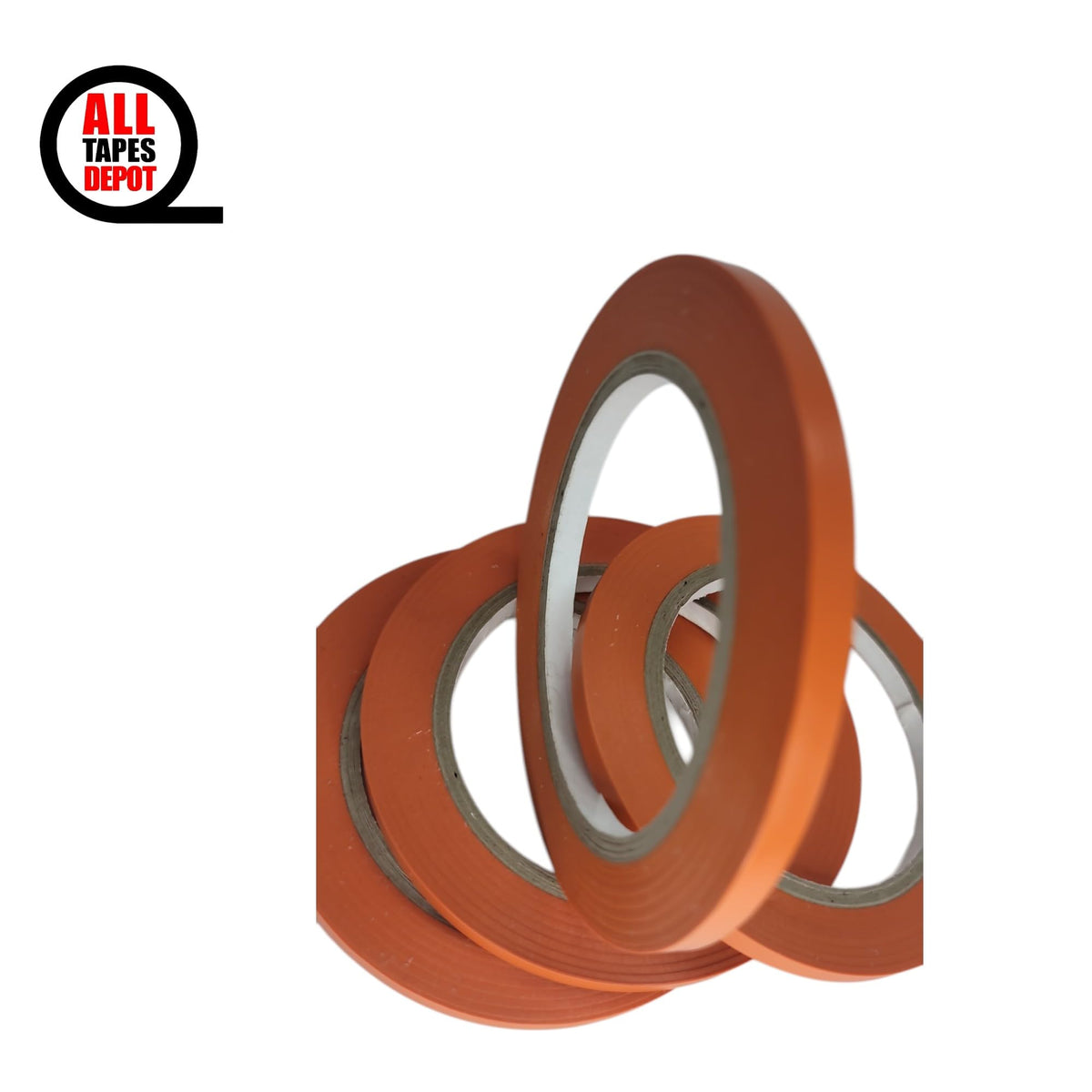 All Tapes Depot Orange Vinyl Pinstriping Tape, 1/4 inch x 36 Yards – Ideal for Pickleball Court Lines, Floor Marking, Crafts, Boats, Vehicles.
