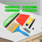 LOQJSS wallpaper smoothing tool kit with 15 pcs including brushes, squeegee, and seam roller for applying peel and stick wallpaper.