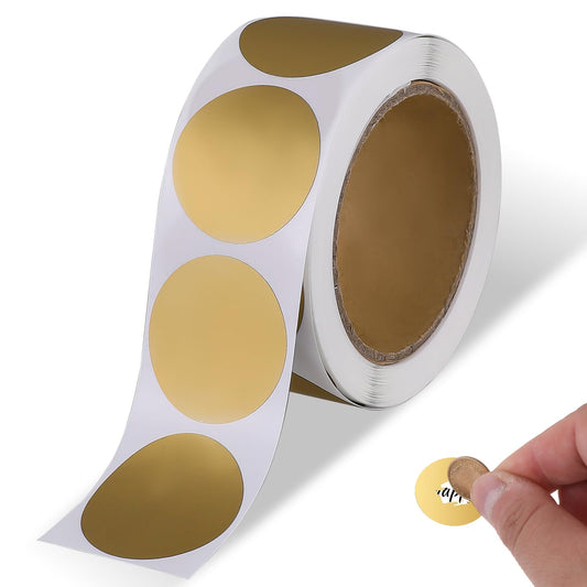 300 Pack Gold Scratch Off Stickers, 1" Round Circle Scratch Off Labels, Self Adhesive Labels for Lottery Tickets, DIY Raffle Ticket Games, Creating