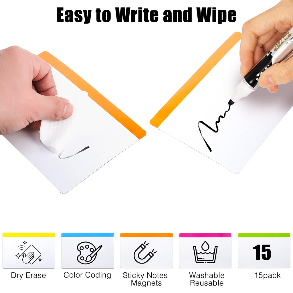 Magnetic Dry Erase Labels,15-Pack 4"x6" Color-15 Pack Rectangle-4"×6"