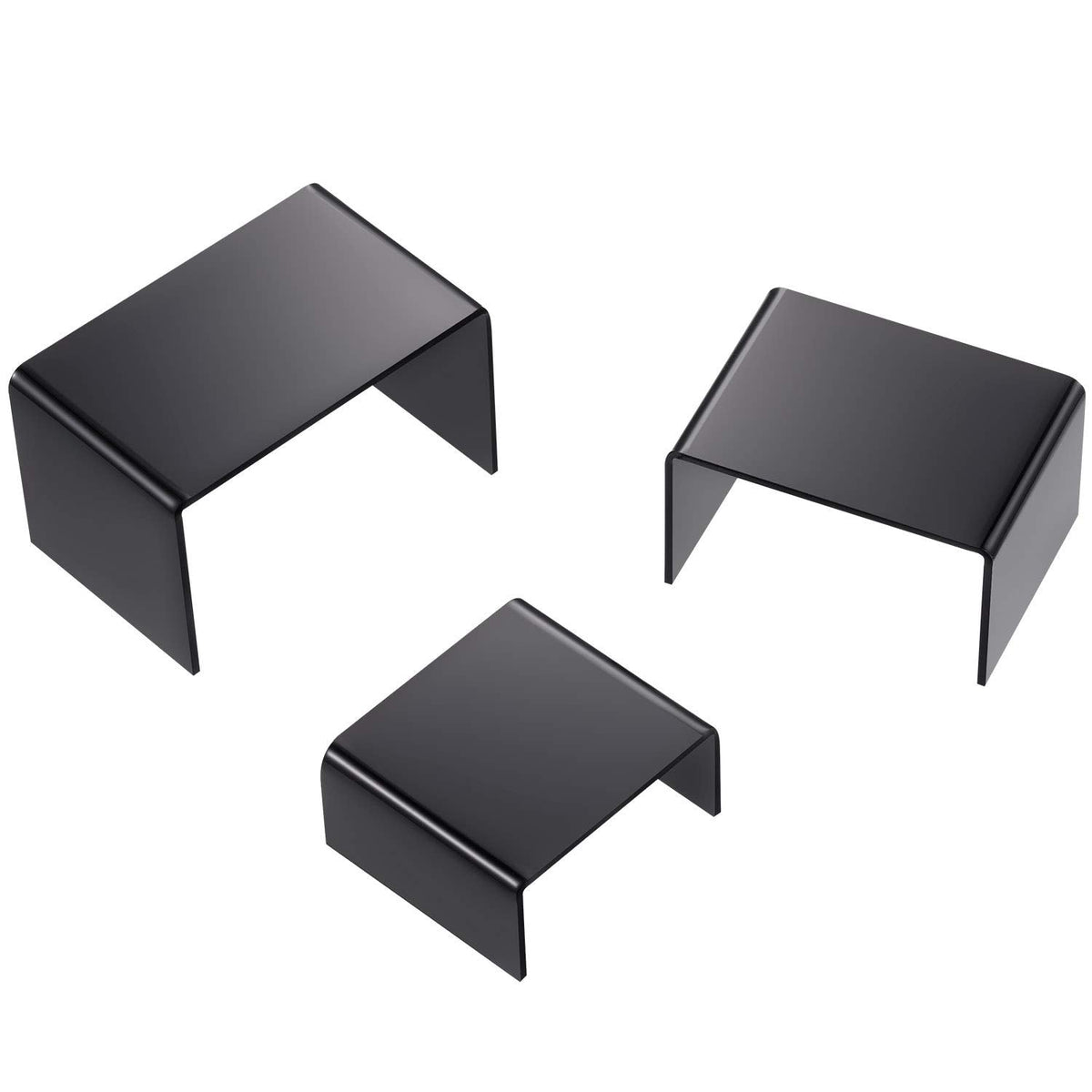 Chuangdi 2 Sets Acrylic Display Risers, Figure Stand, Black, Small Set
