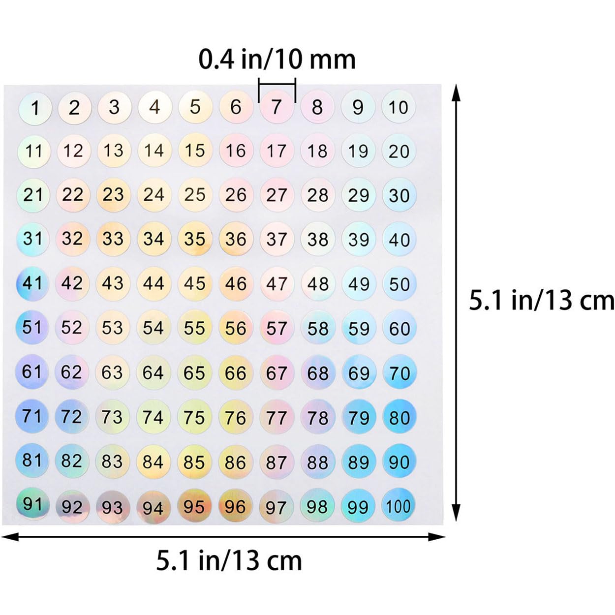 12PCS 1 to 300 Reflective Laser Number Stickers Self Adhesive Label Stickers Inventory Storage Organizing Sticker Consecutive Round Number Sticker for DIY Craft Marking Numbering Manicure Tool